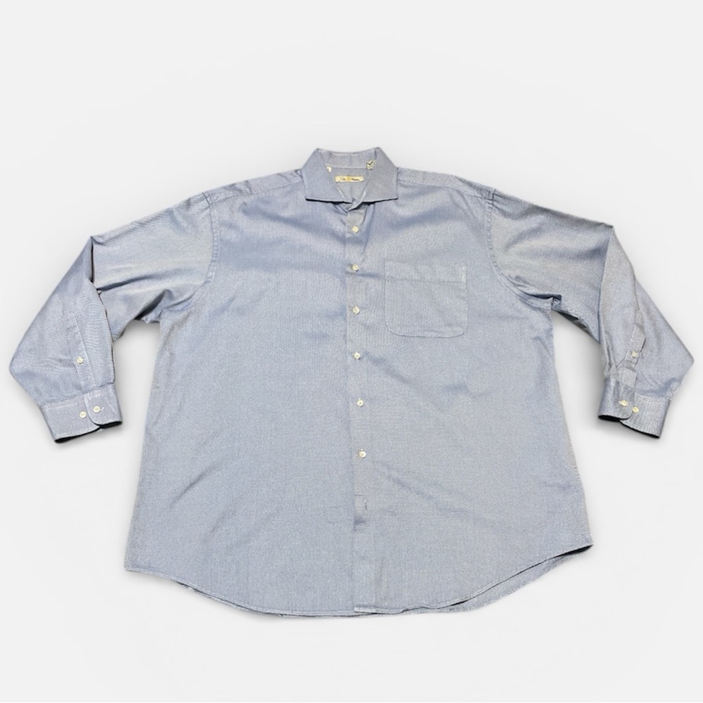 Men's Peter Millar Blue Textured Cotton Dress Shirt Size XL
